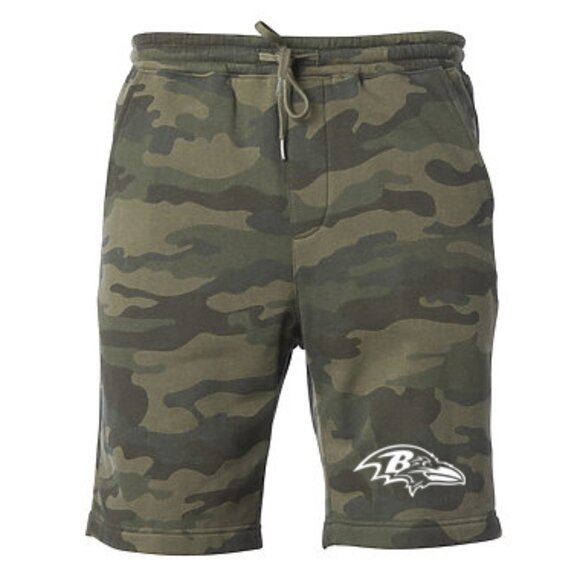 NEW Baltimore Ravens Fleece Sweat Shorts Pants FOREST WOODLAND CAMO - Picture 1 of 3